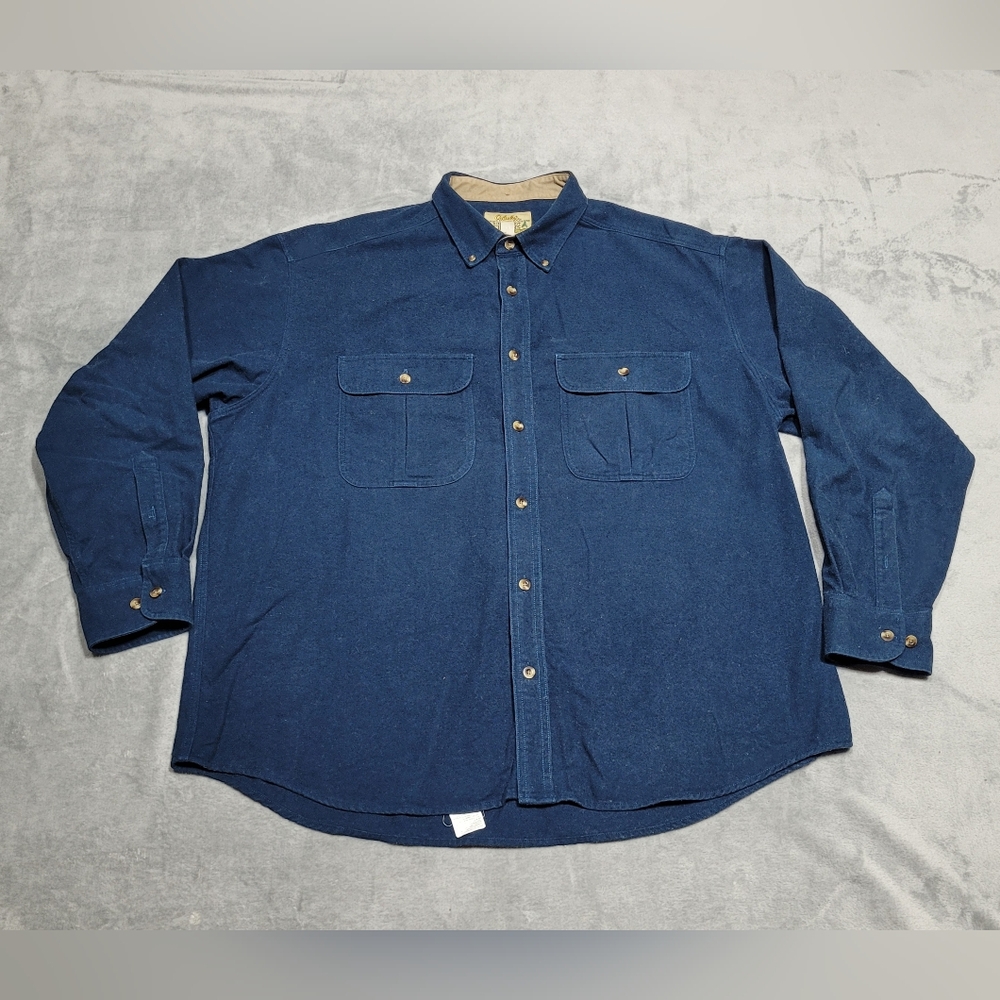 Cabela's Chamois Shirt Mens XL Tall Navy Deerskin Soft Heavyweight Button Up